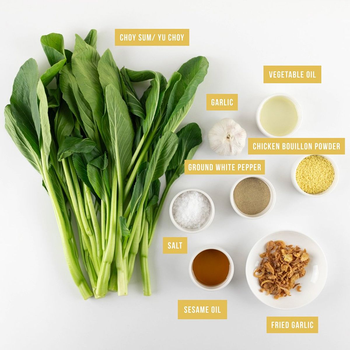 Ingredients for Simple Choy Sum and Garlic Stir-Fry