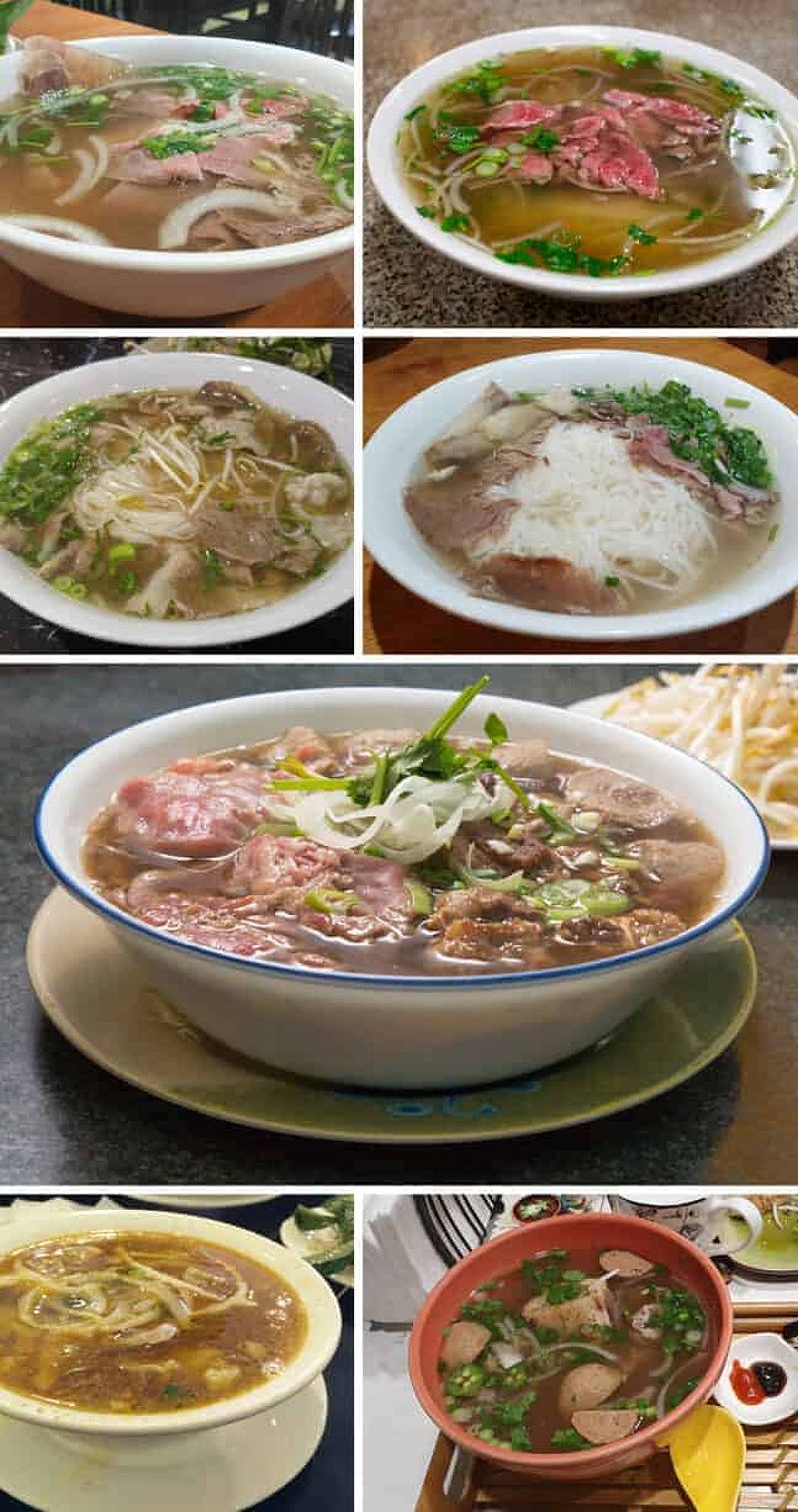 Beef pho garnished with fresh herbs and lime