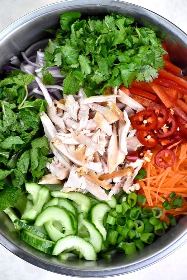 Cut Up Veggies for Vietnamese Chicken Salad