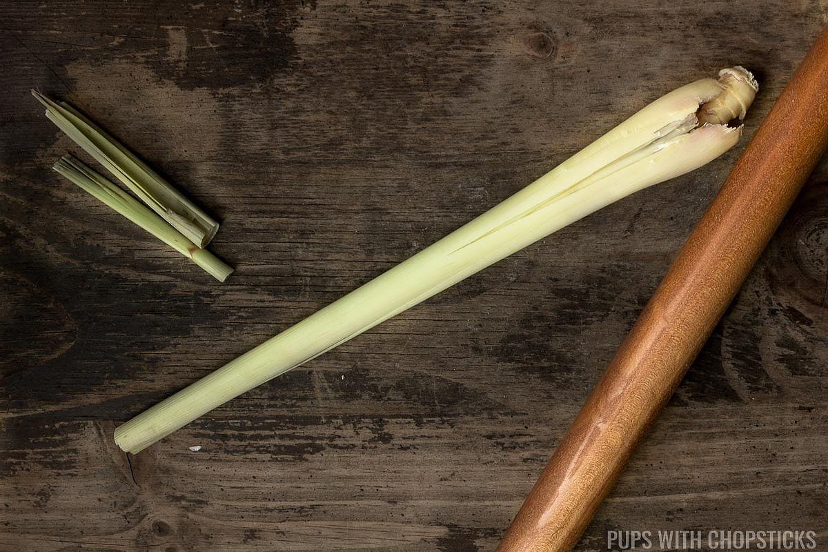 Fresh lemongrass stalk ready for preparation