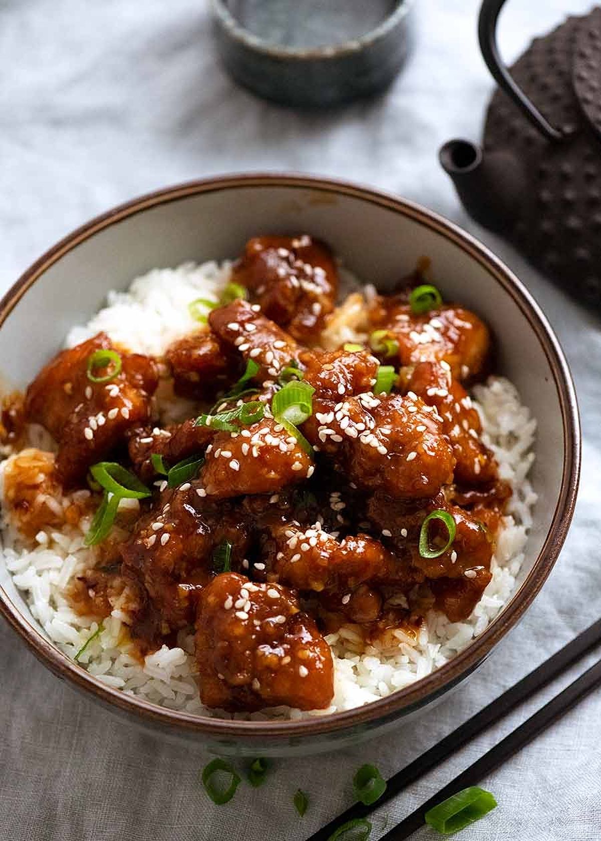 General Tso's Chicken served over rice