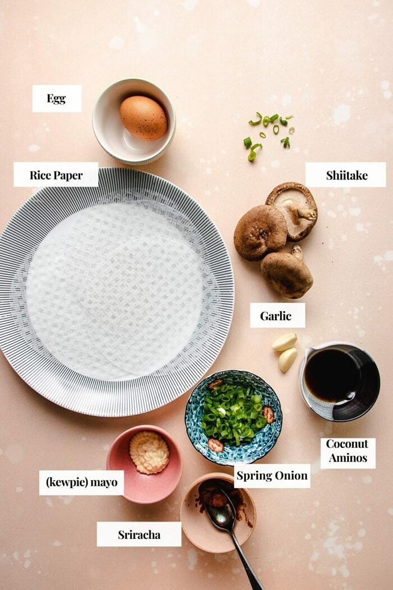 Ingredients needed to make grilled rice paper pizza dish