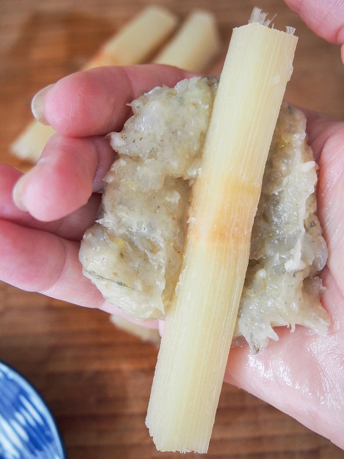 Making Vietnamese Sugar Cane Shrimp