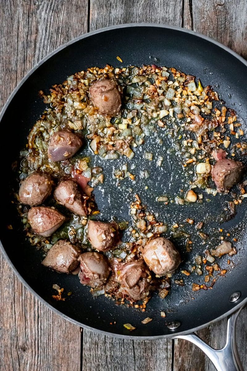 Sauteed garlic, shallots, spices, and pork liver