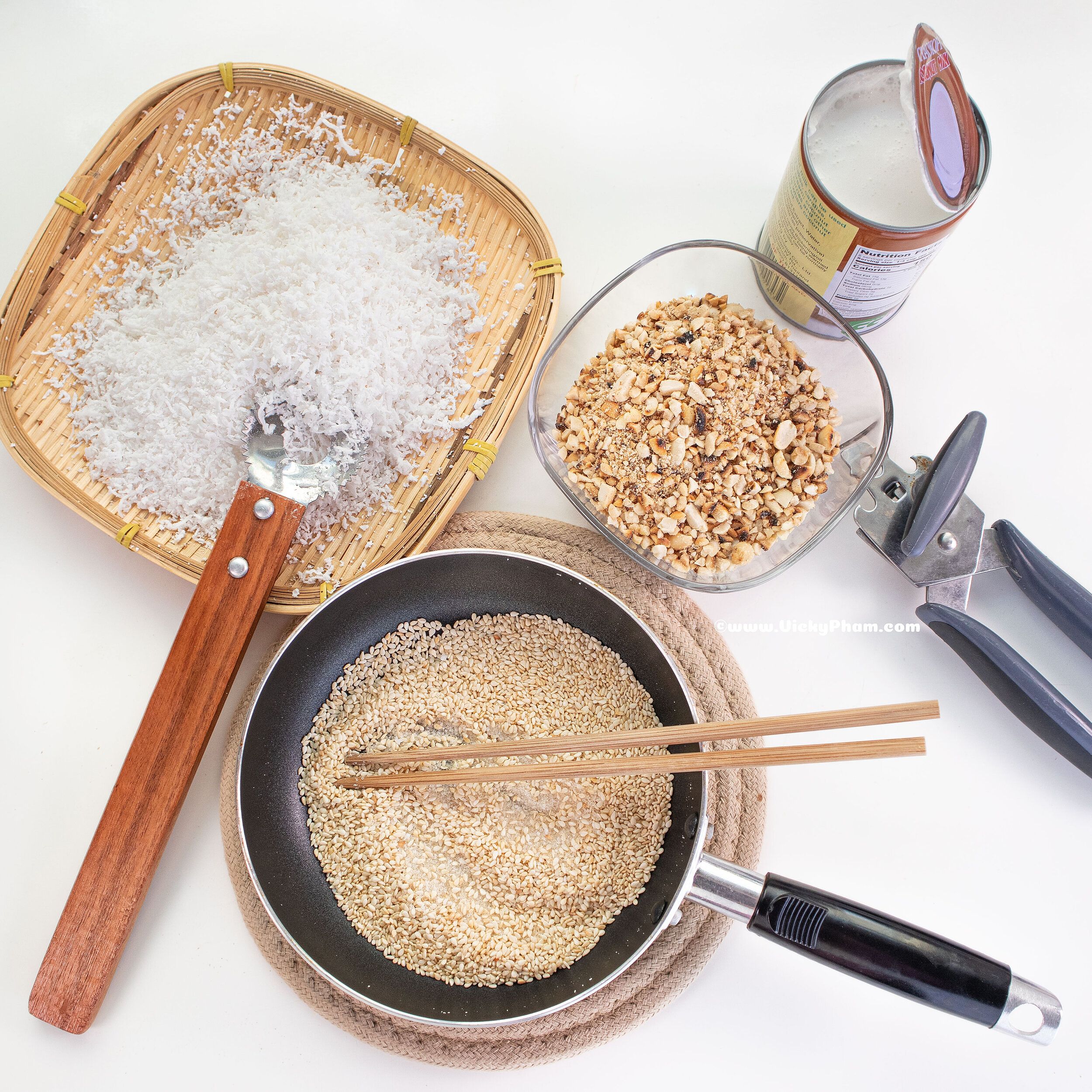 Toppings for Vietnamese Sweet Coconut Purple Rice (Xôi Lá Cẩm)