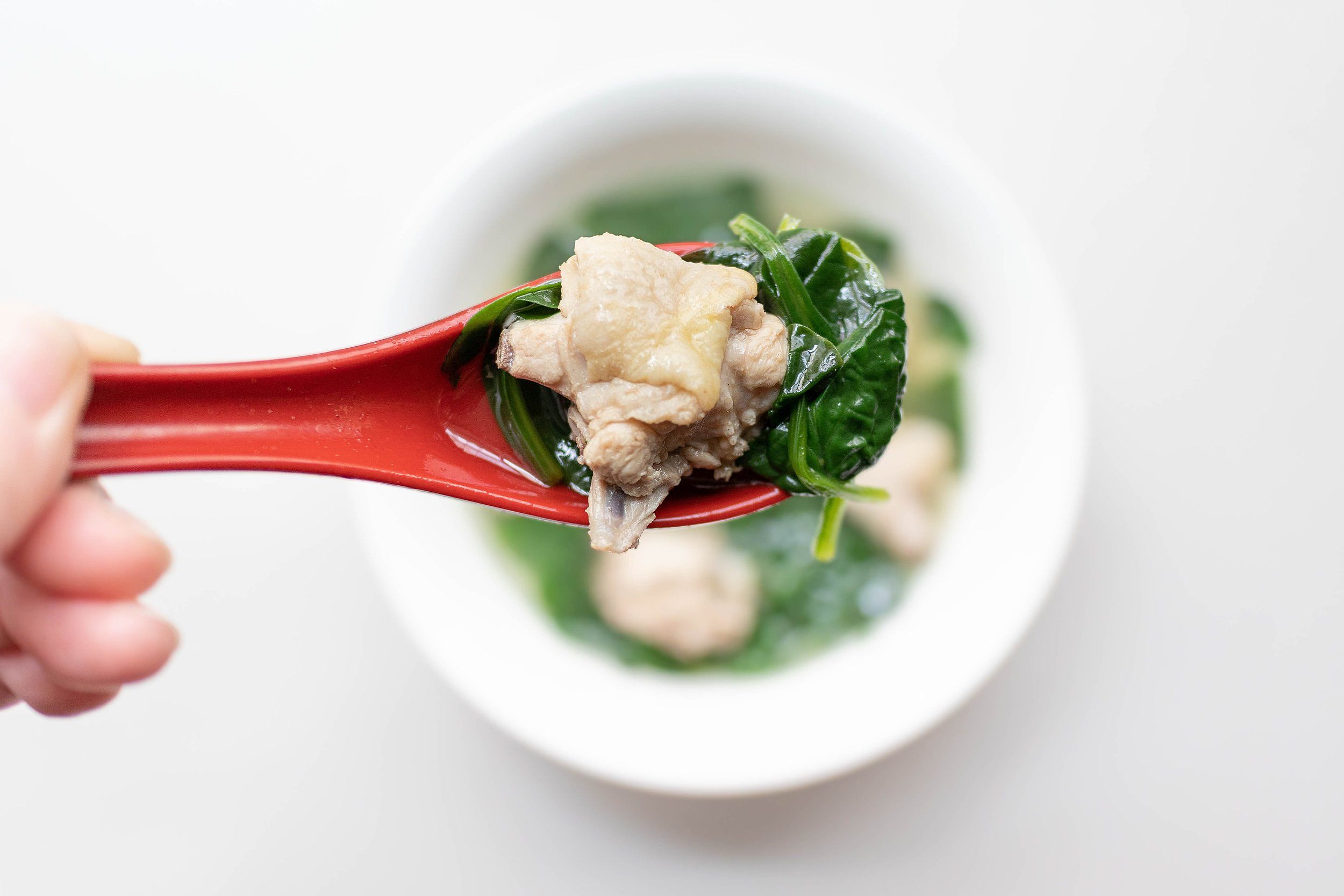 Vietnamese Chicken Soup with Baby Spinach